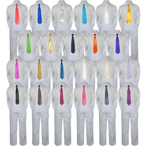 23 Colores 3 Piezas BLANCO Pantalones Corbata Camisa Set Niño Bebé Niño Pequeño Niño Traje Formal S-8 - Imagen 1 de 25