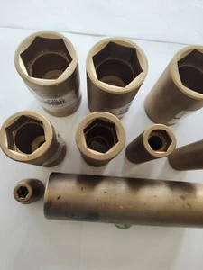 AMPCO Non-sparking, Non-magnetic Tool Set LOT Of 9 Sockets  - Picture 1 of 22