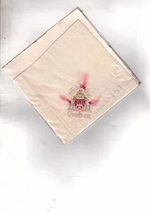 CHICAGO 1893 WORLDS FAIR Handkerchief Antique, Silk, Embroidery. red run (bb2 - Picture 1 of 2