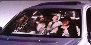 Parasol automático Star Wars Millennium Falcon Cockpit HAN LUKE Obi Wan Chewee ¡Nuevo! - Imagen 1 de 2