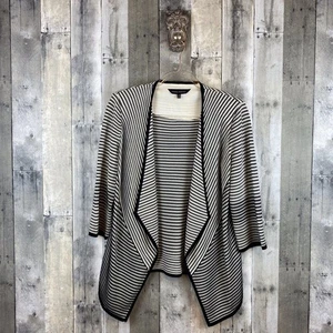 Ming Wang Striped Draped Open Front Cardigan Jacket in Black & White Size Small. - Picture 1 of 9