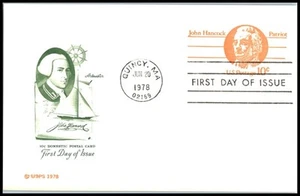 1978 John Hancock 10c postal card Sc UX75 FDC with ArtMaster cachet - Picture 1 of 1