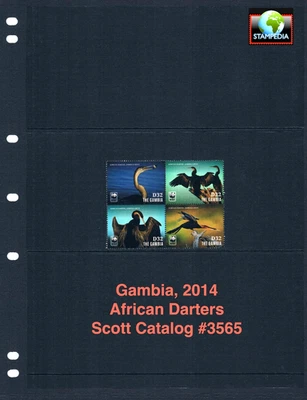 Valor Scott de $8,25 - 2014 GAMBIA Dardos africanos aves vida silvestre CV MNH NH UMM Foto 1 de 4