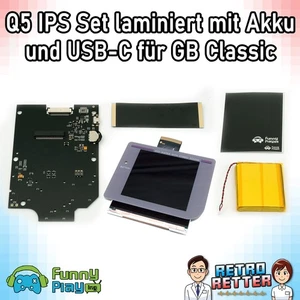 FunnyPlaying Q5 IPS LCD Set + Akku + USB-C GameBoy Classic Kit Display Screen - Bild 1 von 15