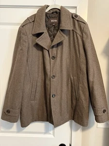 Michael Kors Herren Mantel Gr. XL braun Wolle Pea Coat komplett gefüttert Jacke - ohne Knopf - Bild 1 von 8
