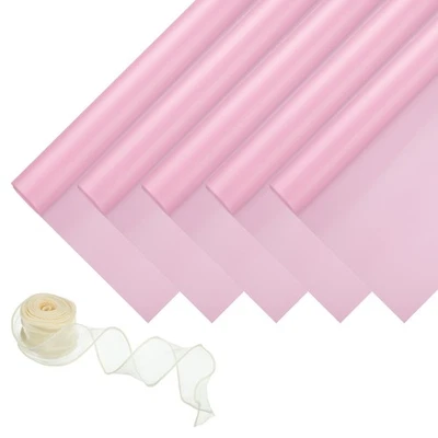 Paquete floral estilo coreano 20 hojas de papel de envolver flores 22"x22" rosa claro Foto 1 de 4