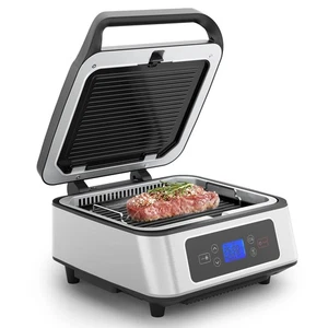 Sandwichera Prensa Eléctrica Panini, Parrilla Interior Sin Humo 1300W con Extractor... - Imagen 1 de 7