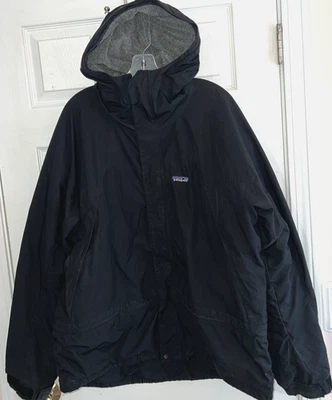 Hombres Talla Grande Patagonia Inferno Chaqueta Negra Con Capucha Forrada de Vellón Invierno Exterior Foto 1 de 4