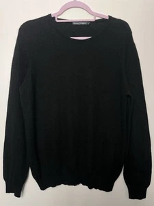 WOOLOVERS Black Cashmere Merino Blend Woolmark Knit Jumper Size L UK 14 16 - Picture 1 of 4