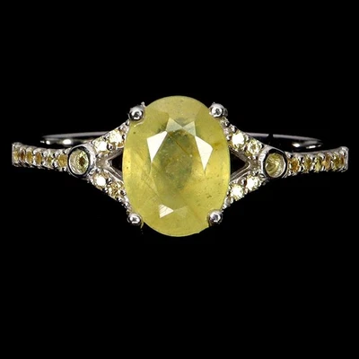 925 Anello Argento Sterling Ovale Giallo Zaffiro 8x6mm Zaffiro Gemma Gioielli 8 - Immagine 1 di 4