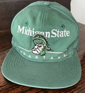 De Colección Michigan State University Spartans Gorra Gorra Verde Años 80 NCAA Baloncesto - Imagen 1 de 5
