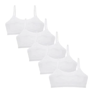Cami Bra for Girls - Stretch Cotton Girls Training Bra 5 Pack, White, Age: 4-5 - Picture 1 of 4