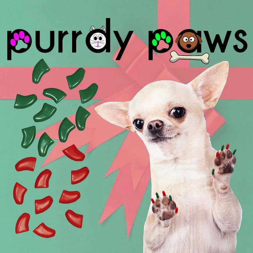 Soft Nail Caps For Dog Claws ( CHRISTMAS Combo ) Purrdy Paws * up to XXL
