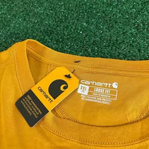 Carhartt Womens XXL 2XL Long Sleeve Work Pocket T-Shirt Loose Fit Yellow NWT - Picture 1 of 9