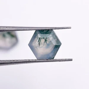 High Quality Moss Agate Faceted Cut Hexagon Shape 5X5mm Loose Gemstone 1 Ct. - Picture 1 of 4