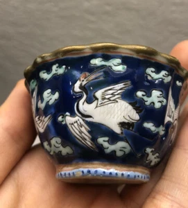 Chinese Bowl Qing Dynasty cranes small porcelain bowl - Picture 1 of 10