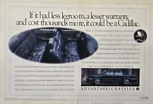 '92 Chrysler Fifth Avenue Team USA Olympic Sponsor Vintage Print Ad 1991 - Bild 1 von 6