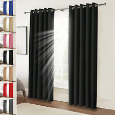 Thick Thermal Blackout Eyelet Ring Top Ready Made Pair Curtains Panel +Tie Backs