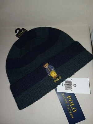Новый с Ярлыками новый Ralph Lauren медведь мужчин с манжетами Beanie трикотажа в полоску шляпа один размер - Изображение 1 из 3