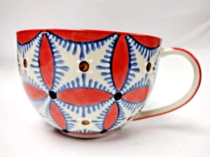 Pols Potten Ceramic Colorful Red Blue Boho Hippy Floral Geometric 20oz Mug - Picture 1 of 5