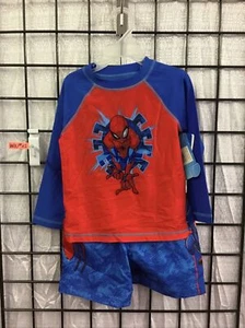 Marvel Boys Spider-Man 2-Piece Swimwear Set Size 4T Rashguard & Shorts - Picture 1 of 2