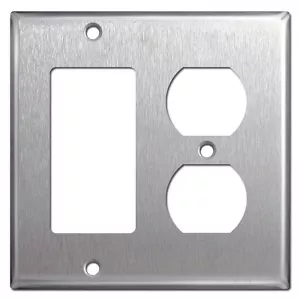 2-Gang GFCI Dekorateur/Duplex Edelstahl Kombi Metall Wandplatte Abdeckung - Bild 1 von 1
