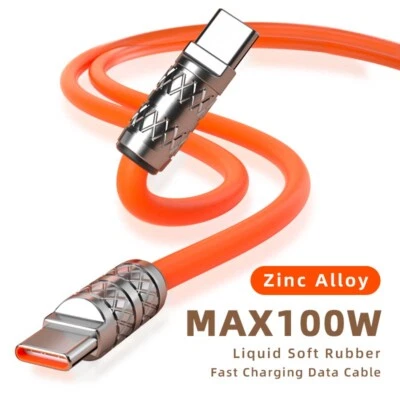 REFLEX Tough Series Type-C to Type-C PD100W Fast Data Charging Cable - Orange - Image 1 of 4