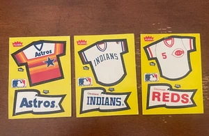 Pegatina de béisbol de colección Fleer tarjetas coleccionables equipo camiseta bandera de los Astros rojos indios - Imagen 1 de 7