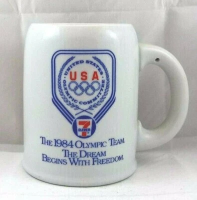 Olympic Team 7 Eleven 1984 Coffee Mug The Dream Begins Freedom Stein-Like Cup - Image 1 of 4