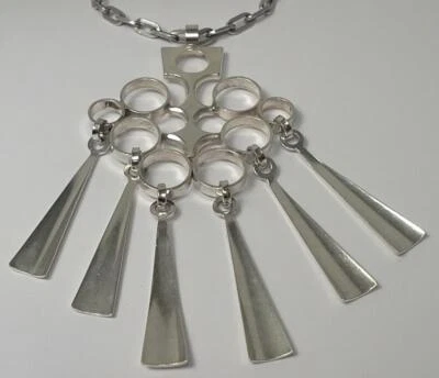 David Andersen Modernist 925 Silber Anhänger (von Ostern) & 800 Silberkette - c1965 - Bild 1 von 4