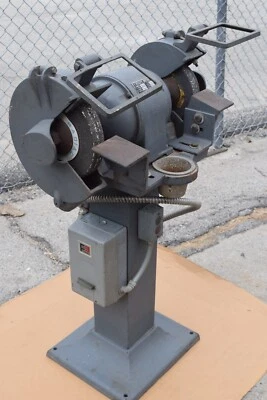 Banco utilitario vintage 10" pedestal de rueda base de hierro amoladora 1 HP 3 ph ~ 1800 RPM Foto 1 de 4
