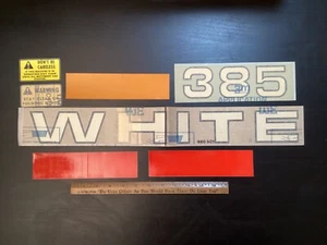Seven Vtg. Decals White Farm Equipment "385" "White" "Safety" 2 Red, Orange - Picture 1 of 19