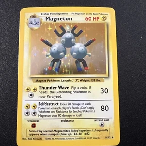 Vintage 1999 Pokemon Magneton Holo Card 9/102- 60 HP - Picture 1 of 24