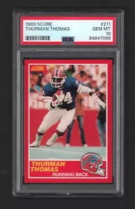 Carta Rookie Thurman Thomas Bills HOF 1989 punteggio #211 Rc PSA 10 (gemma nuova di zecca) x099 - Foto 1 di 2
