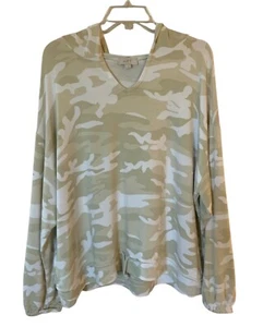 LOFT beige + weiß Camouflage Print leichter Strick Damen Hoodie Gr. XL - Bild 1 von 7
