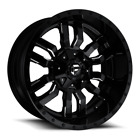 2 New  Gloss Black Milled Fuel Wheels  Sledge D595 22X10 8-165.10  (110628)