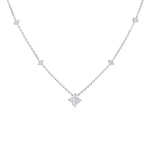 Natürlicher weißer Diamant Collier 2,67 kt GIA-zertifiziert Princess-Schliff F VVS2 Reinheit - Bild 1 von 7