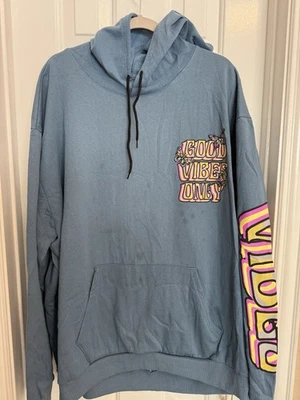 Fresh Laundry Grande y Alto 4XL Solo Buenas Vibraciones Azul Sudadera con Capucha Estampado de Setas 5.16 Foto 1 de 4