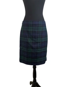 J. Falda lápiz Crew The Pencil para mujer talla 6 azul verde a cuadros clásica cintura alta lápiz - Imagen 1 de 5