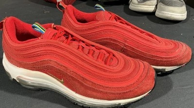Nike Air Max 97 QS Olympic Rings Red CI3708-600 Rare Suede Size 6 Gold Accents - Image 1 of 4