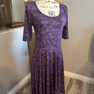 LULAROE NWT Nicole Dress Size Large Purple Blue Pink Pretty! - Picture 1 of 4