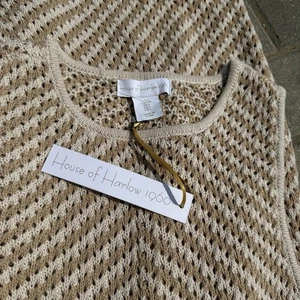 House of Harlow Revolve hellbraun/weiß Chevron ärmellos Maxi Boho Kleid Neu mit Etikett Large - Bild 1 von 10