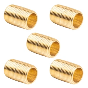 3/8" NPT X Male Close Pipe Nipples Threaded Brass Fitting Pipe Connector 5 Pack - Picture 1 of 6