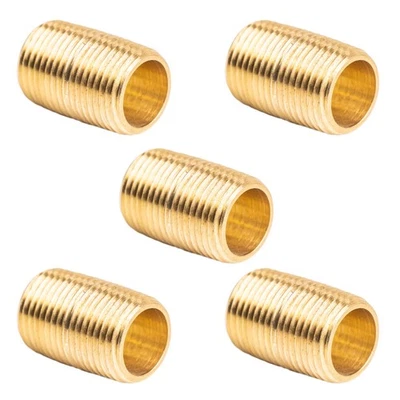 3/8" NPT X Male Close Pipe Nipples Threaded Brass Fitting Pipe Connector 5 Pack - Image 1 of 4