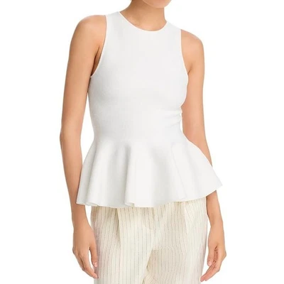 Top AQUA Blanco Peplum Sin Mangas Tejido Tanque Acampanado Dobladillo Moderno Talla M Foto 1 de 4