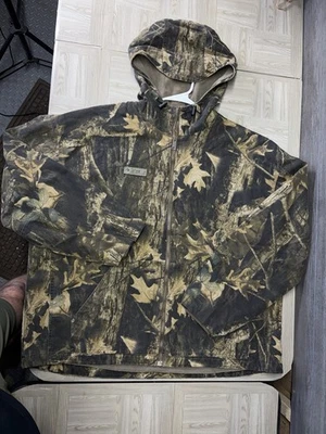 Columbia Timberwolf Canvas Camo Hunting Jacket Men XXL Work Hooded Zip Chore - Image 1 of 4