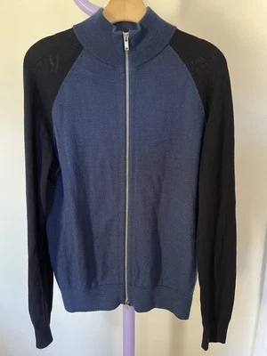Theory Wool Sweater Full Zip Small Blue Black  - Image 1 of 4