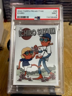 Topps Project 100 Ichiro Suzuki #66 2022 arte de Benjamin Ross/3999 PSA 9 Foto 1 de 3