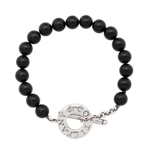 Pulsera Tiffany & Co. de plata esterlina con cuentas de ónix - Imagen 1 de 3
