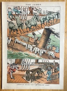 1917 RICHTER MAGAZIN CARTOON - AMERIKANISCHE PANTOLETTEN FÜR DIE ENGLISCHE ARMEE - POLITIK - Bild 1 von 5